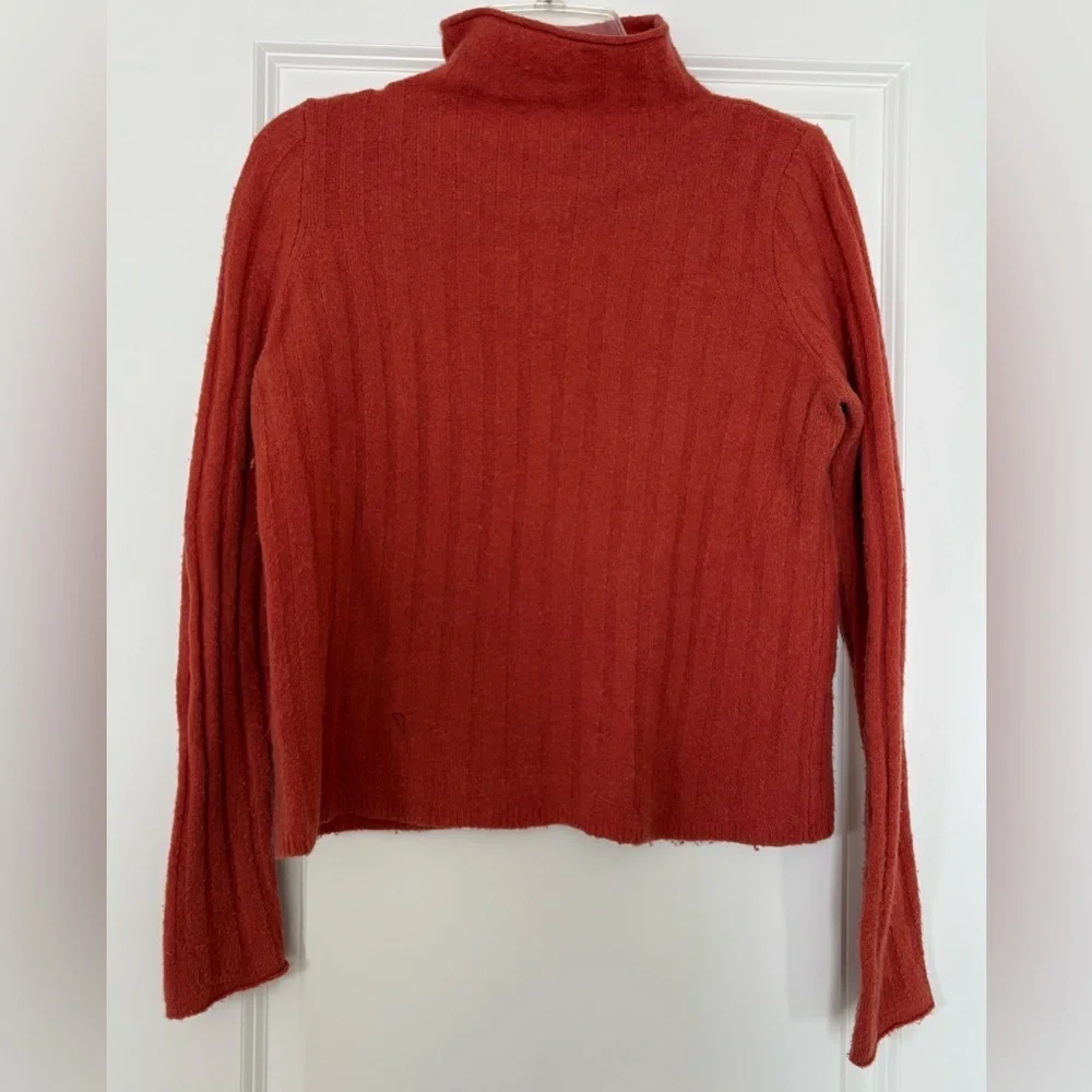 Madewell Ribbed Mock Neck Soft Roll Neck Sweater Burnt Orange Small Cozy Autumn
